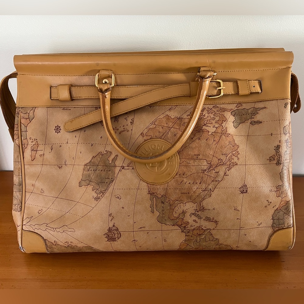 Map Pattern Leather Millionaire’s Hand Luggage Bag - image 5